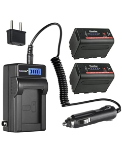 Kastar 2-Pack NP-F780EXP Battery and LCD AC Charger Compatible with HXR-NX5 HXR-NX5R MPK-DVF4 MVC-CD1000 MVC-CD400 MVC-CHF81 MVC-CKF81 MVC-FD100 MVC-FD200 MVC-FD5 MVC-FD51 MVC-FD7 MVC-FD71