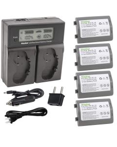 Kastar LCD Dual Smart Fast Charger & Battery (4 Pack) for Nik EN-EL18, EN-EL18a, ENEL18, ENEL18a, MH-26, MH-26a, MH26 and Nik D4, D4S, D5 Digital SLR Camera, Nik MB-D12, D800, D800E Battery Grip
