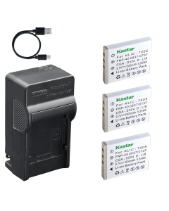 Kastar 3-Pack Battery and AC USB-C Charger, Compatible with Fujifilm NP-40, Pentax D-Li8, D-Li85, Panasonic DMW-BCB7, Kodak KLIC-7005, DLI-102, Samsung SLB-0737, Sanyo NP-40, HP R742, Vado Pocket