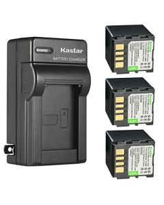 Kastar 3-Pack Battery and AC Wall Charger Replacement for JVC GZ-D240 GZ-D270 GR-D360 GR-D360E GR-D360EX GR-D360EY GR-D360EZ GR-D360US GR-D366 GR-D366EK GR-D366US GR-D368 GR-D368EF GR-D368US GR-D370