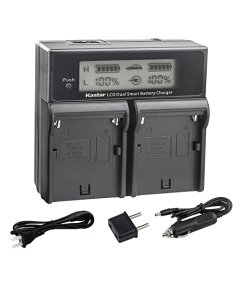 Kastar NP-F970 CH04 Dual Fast Charger Compatible with Sony HVR-Z5 HVR-Z7 HVR-AU1 HXR-MC1500 HXR-MC2000 HXR-MC2500 HXR-NX100 HXR-NX3 HXR-NX5 HXR-NX5R MPK-DVF4 MVC-CD1000 Camera