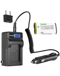 Kastar 1-Pack KLIC-8000 Battery and LCD AC Charger Compatible with Kodak KLIC-8000 K8000 Battery, Kodak K7600-C, K8500-C Charger, Kodak Pocket Video Camera ZX1, Pocket Video Camera PlaySport ZX1