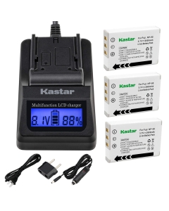 Kastar Fast Charger + Battery (3-Pack) for Fujifilm NP-95 & Finepix F30, Finepix F31FD, Finepix Real 3D W1, Finepix X30, Finepix X100, Finepix X100T, Finepix X100LE, Finepix X100S, Finepix X-S1 Camera