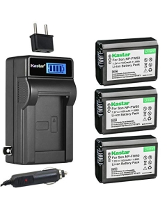 Kastar 3-Pack NP-FW50 Battery and LCD AC Charger Compatible with Sony NEX-7, NEX-C3, NEX-C5, NEX-F3, SLT-A33, SLT-A35, SLT-A37, SLT-A55 Cameras, VG-C1EM, VG-C2EM Camera Grips