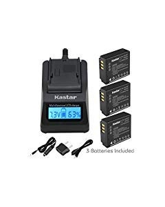 Kastar Ultra Fast Charger(3X faster) Kit and Battery (3-Pack) for Panasonic Lumix CGA-S007, CGA-S007A, CGA-S007A/1B, CGA-S007E, DMW-BCD10 and DE-A25, DE-A25A, DE-A26, DE-A26A work with Panasonic Lumix DMC-TZ1, DMC-TZ2, DMC-TZ3, DMC-TZ4, DMC-TZ5, DMC-TZ11,