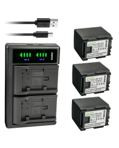 Kastar 3-Pack Battery and LTD2 USB Charger Replacement for Canon VIXIA HF M46 HFM46, VIXIA HF M400 HFM400, VIXIA HF M406 HFM406, VIXIA HF S10 HFS10, VIXIA HF S11 HFS11, VIXIA HF S20 HFS20