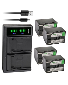 Kastar 4-Pack SB-L220 Battery and LTD2 USB Charger Replacement for Samsung SC-D130, SC-D180, SC-D190, SC-D20, SC-D21, SC-D22, SC-D23, SC-D24, SC-D27, SC-D29, SC-D31, SC-D323, SC-D325, SC-D327, SC-D33