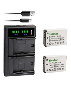 Kastar 2-Pack LB-070 Battery and LTD2 USB Charger Replacement for Kodak Pixpro AZ901, Kodak Pixpro AZ901 Astro Zoom, Kodak PIXPRO S1, Kodak PIXPRO S-1, Minolta MN67Z 20MP FHD, Minolta MN67Z-BK Camera