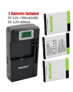 Kastar Galaxy S7500 Battery (3-Pack) and intelligent mini travel Charger ( with high speed portable USB charge function) for Samsung GALAXY MINI 2, GALAXY ACE PLUS GT-S7500, GT-S6500, GT-S6500D, ACE DUOS SCH-I589, AT&T, T-Mobile, Sprint, Verizon Smartphon