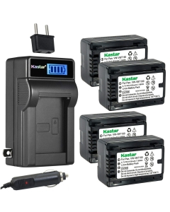 Kastar 4-Pack VW-VBT190 Battery and LCD AC Charger Compatible with Panasonic VW-VBT190, VW-ACT190, VW-VBT380, VW-ACT380 Battery, Panasonic VW-BC10, VW-BC10-K, VW-BC10PP, VW-PWPK Charger