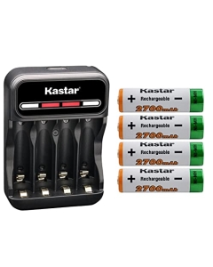 Kastar 4-Pack AA 1.2V 2700mAh Ni-MH Battery and CMH4 Smart USB Charger Compatible with Game Controller Calcultor Beauty Equipment Radio Electric Shaver Electronic Dictionary Portable Charger