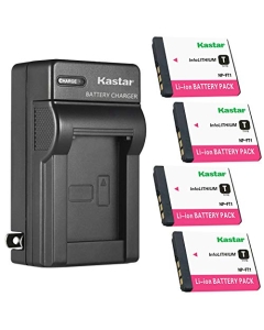 Kastar 4-Pack Battery and AC Wall Charger Replacement for Sony Cyber-Shot DSC-T5/B, Cyber-Shot DSC-T5/N, Cyber-Shot DSC-T5/R, Cyber-Shot DSC-T9, Cyber-Shot DSC-T10, DSC-T10/B, DSC-T10/P Cameras