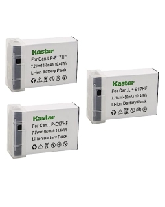 [Fully Decoded] Kastar 3-Pack LP-E17HF Battery Replacement for Canon KISS X8i, KISS X9i, EOS Rebel T6i, EOS Rebel T6s, EOS Rebel T7i, EOS Rebel T8i, EOS M3, EOS M5, EOS M6, EOS M6 Mark II Camera