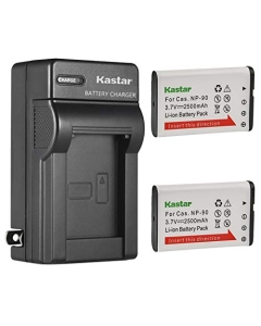 Kastar Battery (X2) & AC Travel Charger for Casio NP-90 NP90 Work with Casio Exilim EX-H10 EX-H15 EX-H20G EX-H20GBK EX-H20GSR EX-FH100 EX-FH100BK Cameras