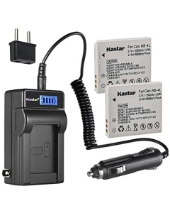 Kastar 2-Pack NB-4L Battery and LCD AC Charger Compatible with Canon PowerShot ELPH 330 HS, VIXIA mini, IXY Digital 10, IXY Digital 40, IXY Digital 45, IXY Digital 50, IXY Digital 55, IXY Digital 60