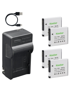 Kastar 4-Pack Battery and AC & USB-C Charger, Compatible with Canon NB-8L NB-8LH PowerShot A2200 A3000 is A3100 is A3150 is A3200 is A3300 is