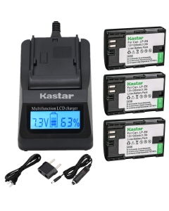 Kastar Fast Charger and Battery 3X for LP-E6 LP-E6N, EOS 60D 60Da EOS 70D XC10, EOS 5D Mark II 5D Mark III 5D Mark IV, EOS 5DS 5DS R, EOS 6D 7D Mark II, BG-E14 BG-E13 BG-E11 BG-E9 BG-E7 BG-E6