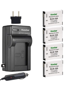 Kastar Battery (X4) & Travel Charger Kit for Samsung SLB-10A, EA-SLB10A and Samsung EX2F HZ15W SL202 SL420 SL620 SL820 WB150F WB250 WB250F WB350F WB750 W800 WB800F WB850F WB1100F Digital Camera + More
