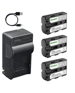 Kastar 3-Pack Battery and AC & USB-C Charger, Compatible with FM500 FM500H Camera, for Sony Alpha A200 A300 A350 A450 A500 A550 A560 A580 A700 A850 A900 A57 A58 A65 A68 A77 A77II A99 A99II