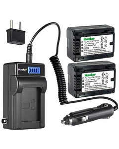 Kastar 2-Pack VW-VBT190 Battery and LCD AC Charger Compatible with Panasonic HC-V800, HC-V800K, HC-VX1, HC-VX1K, HC-VX870, HC-VX870K, HC-VX870GK, HC-VX870MGK, HC-VX870MGKK, HC-VX980GK, HC-VX980M