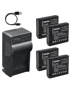 Kastar 4-Pack Battery and AC & USB-C Charger, Compatible with BCJ13 BP-DC10 Camera, for Panasonic Lumix LX5 LX6 LX7 and Leica D-Lux 5 D-Lux 6 Digital Camera
