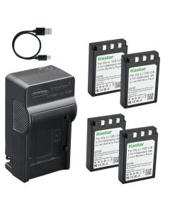 Kastar 4-Pack Battery and AC USB-C Charger, Compatible with Olympus Li-10B, Li-12B, Sanyo DB-L10, Stylus 300 400 500 600 800 810 1000, Camedia C-50 C-60 C-70 C-760 C-770, X-1 X-2 X-3, FE-200 Cameras