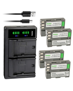 Kastar 4-Pack EN-EL3e Battery and LTD2 USB Charger Replacement for Nikon D100, Nikon D100SLR, Nikon D200, Nikon D300, Nikon D300S, Nikon D50, Nikon D50S, Nikon D70, Nikon D70S, Nikon D700 DSLR Camera