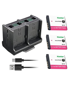 Kastar 3-Pack Battery and Quadruple Charger Compatible with Sony Cyber-Shot DSC-T1, DSC-T3, DSC-T3/B, DSC-T3S, DSC-T5, DSC-T5/B, DSC-T5/N, DSC-T5/R, DSC-T9 Digital Camera