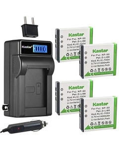 Kastar 4-Pack SX-50 Battery and LCD AC Charger Compatible with SiOnyx Aurora SX-50 SX50 Battery, SiOnyx Aurora IR Night Vision Camera, SiOnyx Aurora Day/Night Action Camera