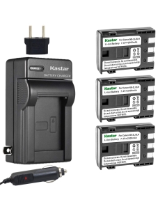 Kastar 3-Pack Battery and Charger Kit for Canon NB-2L, NB-2LH, Canon PowerShot G7, G9, S30, S40, S45, S50, S60, S70, S80, DC410, DC420, VIXIA HF R10, R100, R11, EOS 350D, 400D Digital Rebel XT, Xti