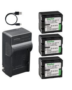 Kastar 3-Pack VBN130 Battery and AC & USB-C Charger, Compatible with VBN070 VBN130 VBN260 Camera, for Panasonic HC-X800 X900 X909 X910 X920 HDC-TM900 SD900 SD800 HS900 Camcorder