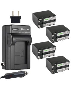 Kastar Battery (4-Pack) + Charger for BP-945, BP-950, BP-970, C2, FV1, FV500, Optura, Ultura, Vistura, DM-XL2, DM-MV20, E65AS, ES-8600, G2000, GL2, MV200i, UC-V300, V75Hi, XH-G1, XL-H1, XM2, XV5