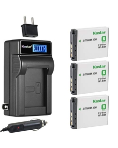 Kastar 3-Pack NP-FR1 Battery and LCD AC Charger Compatible with Sony NP-FR1 NPFR1 Battery, Sony BC-CS3, BC-CSD Charger, Sony Cyber-Shot DSC-T50, Cyber-Shot DSC-T50/B, Cyber-Shot DSC-T50/R Cmaera