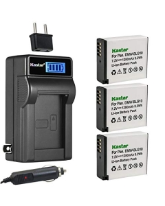 Kastar 3-Pack DMW-BLG10 Battery and LCD AC Charger Compatible with Panasonic Lumix DMC-TZ81, Lumix DMC-TZ85, Lumix DC-ZS70, Lumix DC-ZS80, Lumix DC-ZS200, Lumix DC-GX9, Lumix DC-LX100 II Cameras