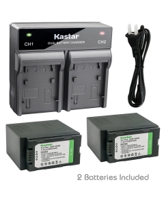 Kastar 2X Battery + Fast Dual Charger for Panasonic CGA-D54 VW-VBD55 and AG-3DA1 AG-AC90 AG-DVC7 AG-DVC15 AG-DVC30 AG-DVC32 AG-DVC33 AG-DVC60 AG-DVC62 AG-DVC63 AG-DVC80 AG-DVC180 AG-DVX100 AG-DVX102