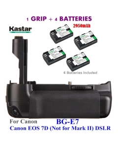 Kastar Pro Multi-Power Vertical Battery Grip (Replacement for BG-E7) + 4X LP-E6 Replacement Batteries for EOS 7D (Not for Mark II) Digital SLR Camera