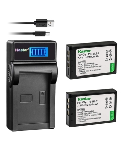 Kastar Battery (X2) & LCD Slim USB Charger for Olympus BLS-1, PS-BLS1 and Olympus E-400, E-410, E-420, E-450, E-600, E-620, E-P1, E-P2, E-P3, E-PL1, E-PL3, E-PM1 Camera