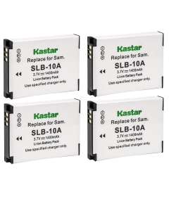 Kastar 4-Pack SLB10A Battery Replacement for Samsung M110, M310, M310W, NV9, P800, P1000, PL50, PL51, PL55, PL60, PL65, PL70, SL102, SL202, SL310, SL420, SL502, SL620, SL720, SL820, ST1000, TL9 Camera