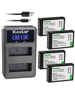 Kastar 4-Pack Battery and LED2 USB Charger Compatible with Olympus BLS-1 PS-BLS1 Battery, BCS-1 PS-BCS1 Charger, E-400 E-410 E-420 E-450 E-600 E-620 E-P1 E-P2 E-P3 E-PL1 E-PL1s E-PL3 E-PM1 Camera
