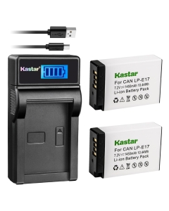 Kastar Battery (X2) & Slim LCD USB Charger for Canon LP-E17, LC-E17, LC-E17C and Canon EOS M3, EOS Rebel T6i, EOS Rebel T6s, EOS 750D, EOS 760D, EOS 8000D, Kiss X8i