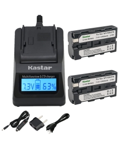 Kastar Fast Charger and Battery 2-Pack Replacement for NP-F570 NP-F550 NP-F530 NP-F330 DSC-CD400 DSC-D700 DSC-D770 D-V500 EVO-250 HDR-AX2000 HVR-M10U HVR-V1J HVR-V1U HVR-Z7U HXR-NX5 HXR-NX5U NEX-FS100