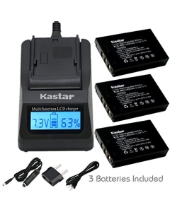 Kastar Fast Charger and KLIC-5001 Battery (3-Pack) for Kodak Easyshare P712 P850 Z730 Z760 Z7590 DX6490 DX7440 DX7590 DX7630 Zoom Sanyo DB-L50 DMX-WH1 HD1010 FH11 HD2000 VPC-WH1 HD2000 HD1010 HD1000