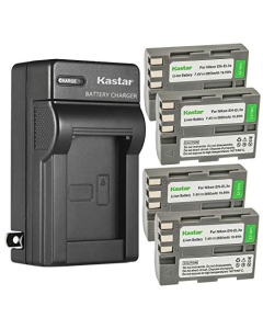 Kastar 4-Pack Battery and AC Wall Charger Replacement for Nikon EN-EL3e, EN-EL3a Battery, MH-18, MH-18a, MH-19 Charger, D100, D200, D300, D50, D70, D700, D80, D90 Camera, MB-D10, MB-D80 Battery Grip