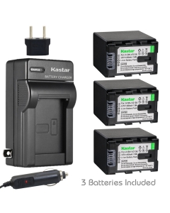Kastar Battery 3-Pack and Charger for JVC BN-VG138 VG138U VG138US and JVC Everio GZ-MG980 GZ-MS110 GZ-MS118 GZ-MS150 GZ-MS210 GZ-MS215 GZ-MS216 GZ-MS230 GZ-MS237-S GZ-MS240 GZ-MS250 GZ-VX810 GZ-VX815