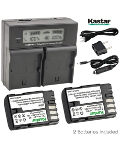 Kastar LCD Dual Fast Charger & 2 x Battery for Pentax D-LI90 DLI90 and Pentax K-01 K-3 K-5 K-5II K-5IIs K-7 645D 645Z Cameras