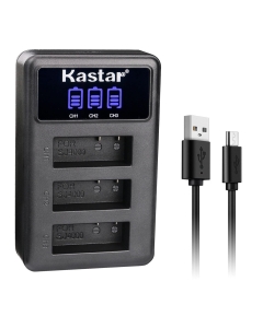 Kastar SJ4000 LCD Triple USB Battery Charger Compatible with QUMOX SJ5000, QUMOX SJ5000 WiFi, QUMOX SJ6000, SJCAM M10, SJCAM Qumox BoomYours, SJCAM Qumox DX 288812 Camera