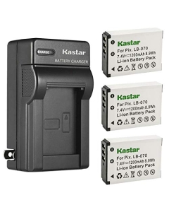 Kastar 3-Pack LB-070 Battery and AC Wall Charger Replacement for Kodak Pixpro AZ901, Kodak Pixpro AZ901 Astro Zoom, Kodak PIXPRO S1, Kodak PIXPRO S-1, MN67Z 20MP FHD, MN67Z-BK