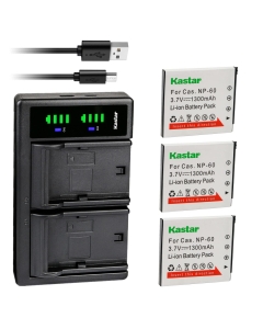 Kastar 3-Pack Battery and LTD2 USB Charger Replacement for Casio NP-60 CNP-60 CNP60, BC-60 BC-60L, Casio Exilim EX-FS10 EX-S10 EX-S12 EX-Z9 EX-Z19 EX-Z20 EX-Z21 EX-Z25 EX-Z29 EX-Z80 EX-Z85 EX-Z90