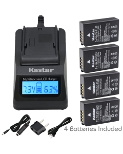 Kastar Fast Charger and Battery 4-Pack for Nikon EN-EL20, Nikon EN-EL20a Work with Nikon Coolpix A, Nikon 1 AW1, Nikon 1 J1, Nikon 1 J2, Nikon 1 J3, Nikon 1 S1, Nikon 1 V3, Blackmagic Pocket Cinema