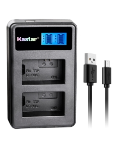 Kastar LCD Dual Slim Charger for Sony NP-FW50 and Alpha 7 7R 7R II 7S a7R a7S a7R II a5000 a5100 a6000 a6300 NEX-7 SLT-A37 DSC-RX10 DSC-RX10 II III 7SM2 ILCE-7R 7S QX1 5100 6000, VG-C1EM VG-C2EM Grip